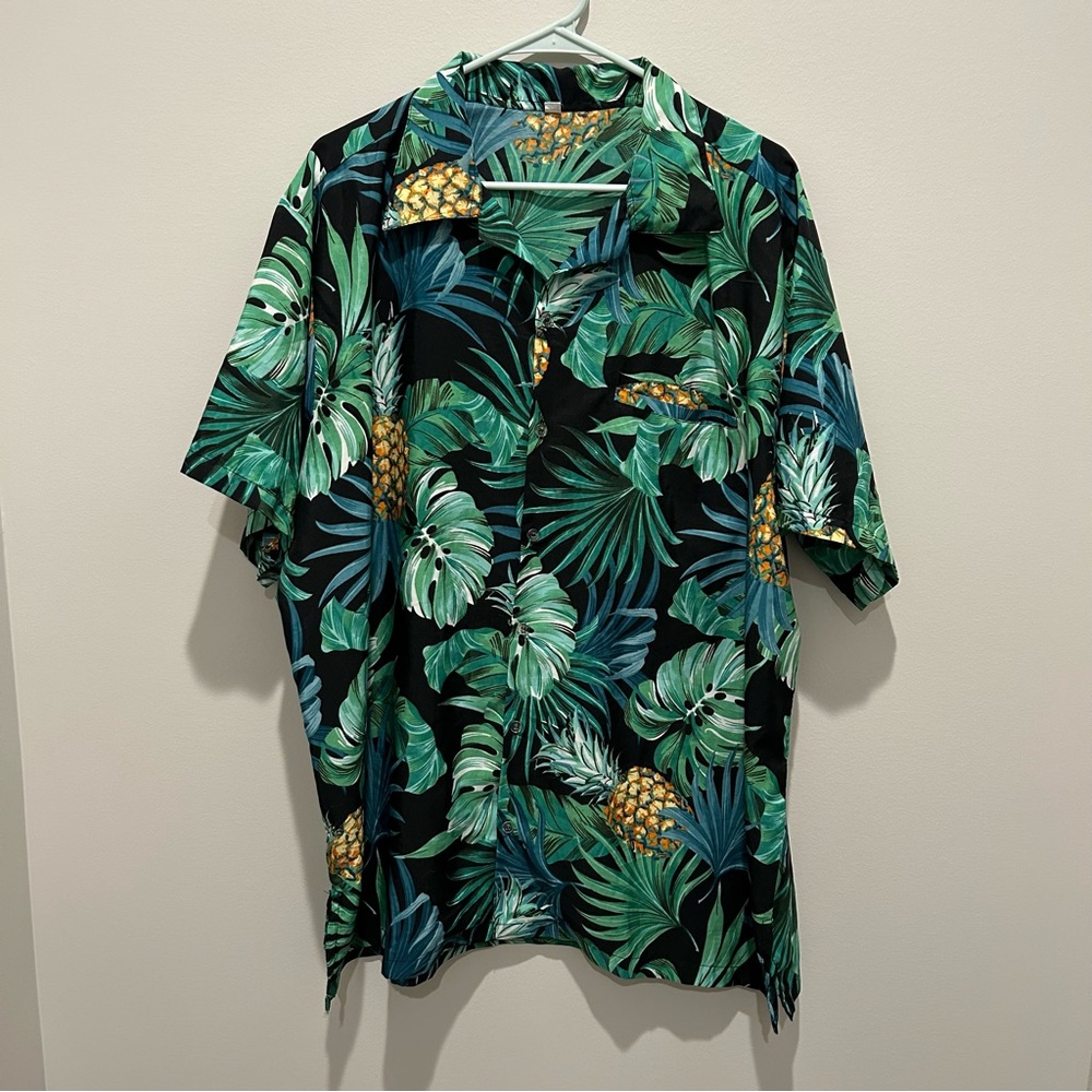 Tropical Green and Black Men's Shirt 2XL